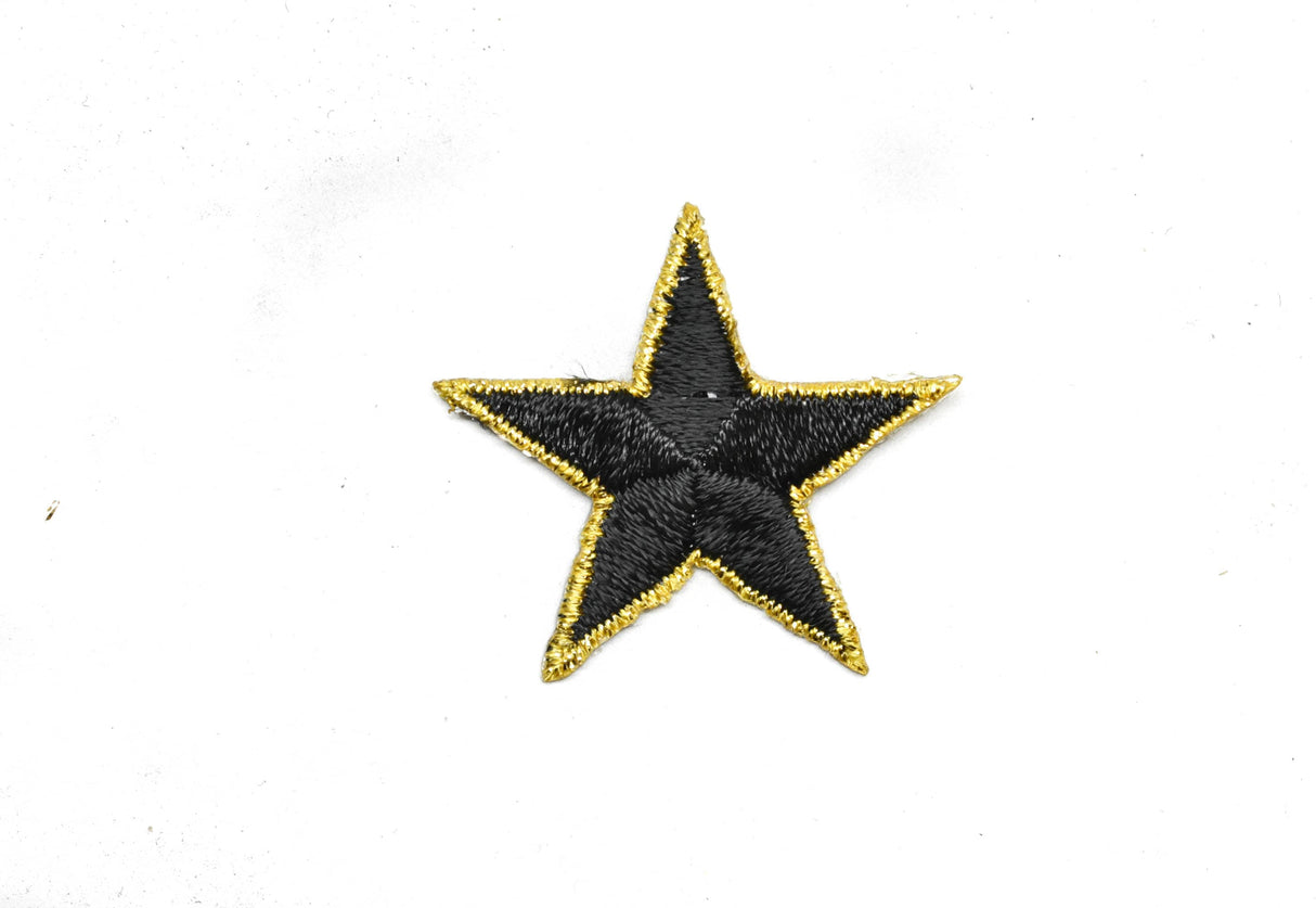 Embroidered Star Applique Iron-On Gold Trim