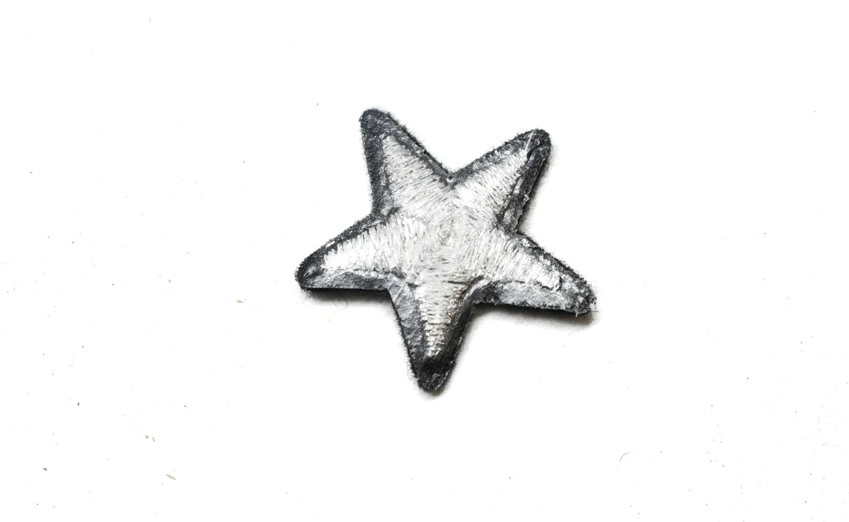 Star Applique Metallic Silver Black 1.25"