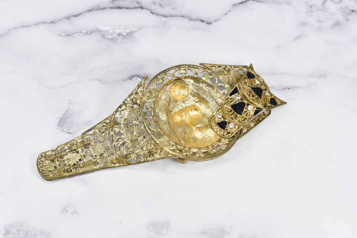 Lion Buckle Gold Black 9.75 x 2.75
