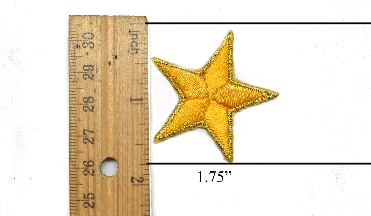 Embroidered Star Applique Yellow Gold Iron-On