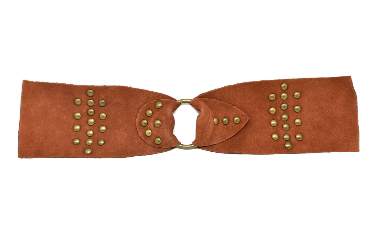Studded Suede Belt Rusty Orange 16 x 3.63