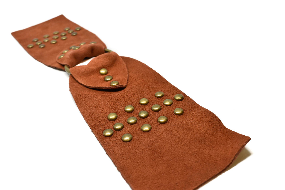 Studded Suede Belt Rusty Orange 16 x 3.63
