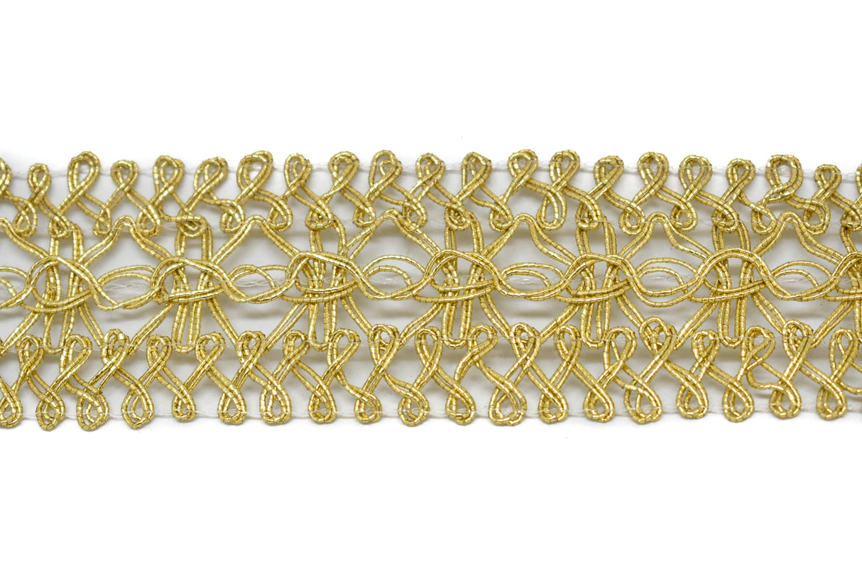 Crochet Lace Trim Metallic Gold 1.40"