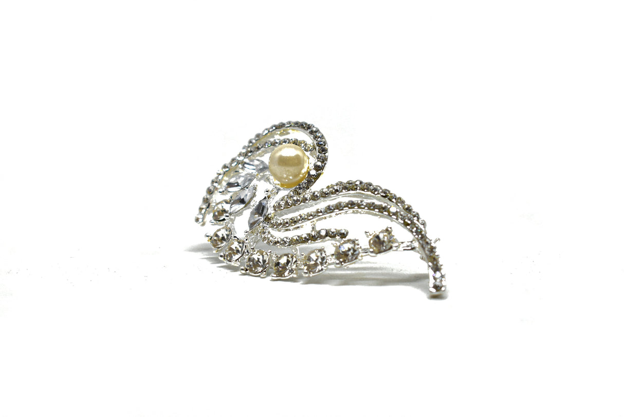 Rhinestone Pin Brooch Pearl 3 x 2.50