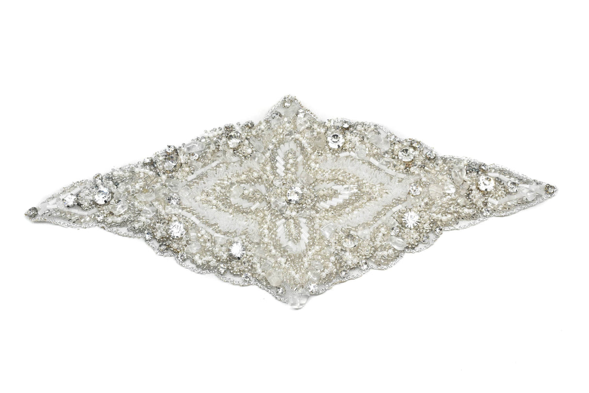 Beaded Rhinestone Applique Gold Silver