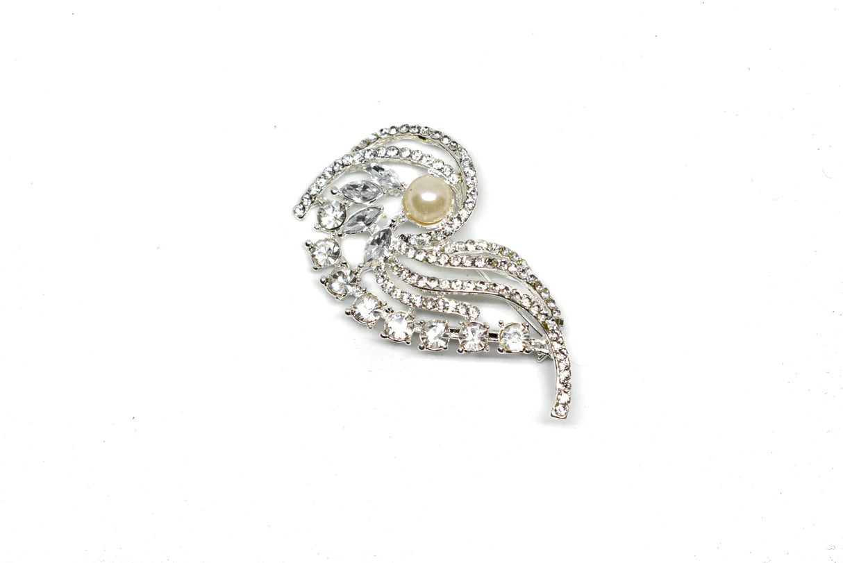 Rhinestone Pin Brooch Pearl 3 x 2.50