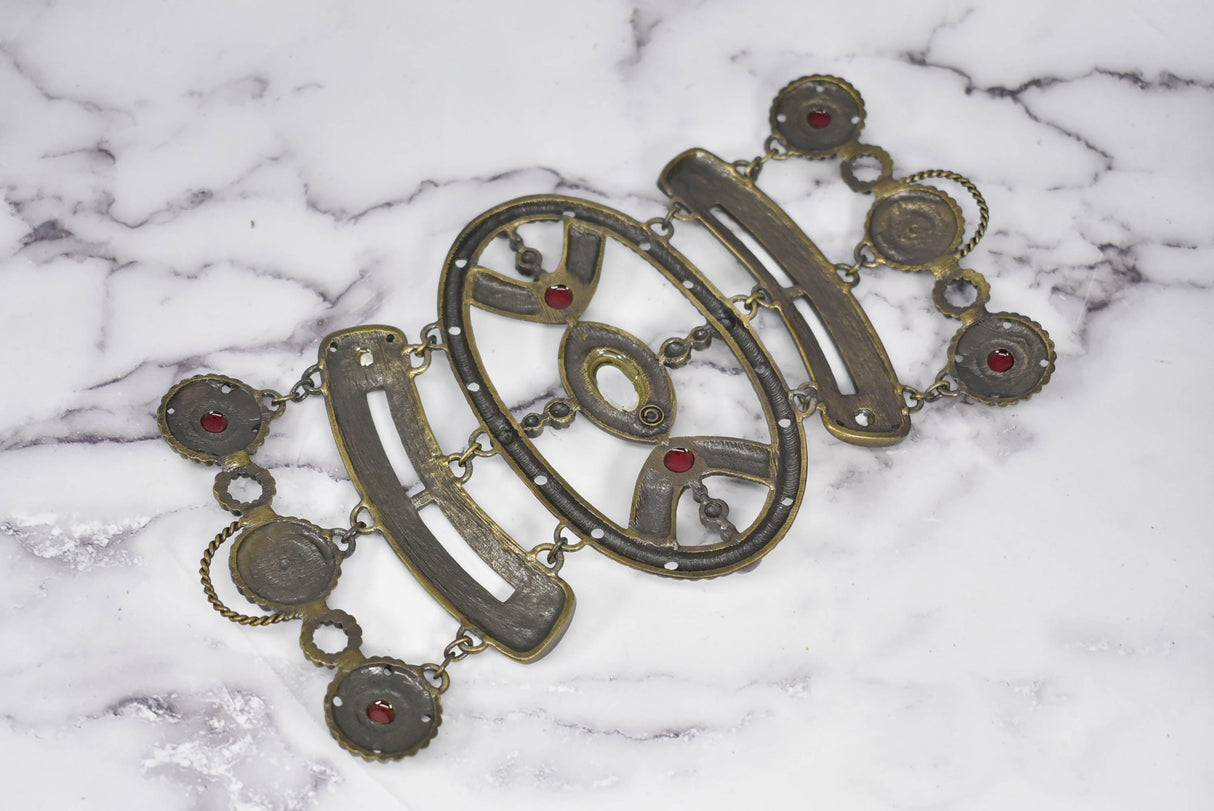 Jeweled Bronze Buckle Decorative 8 1/2 x 4 1/2