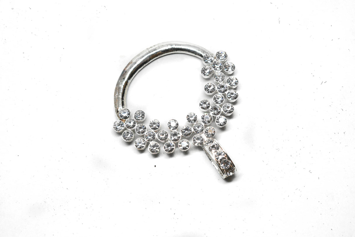 Rhinestone Ribbon Slider Shiny Silver 3.75 x 4.50