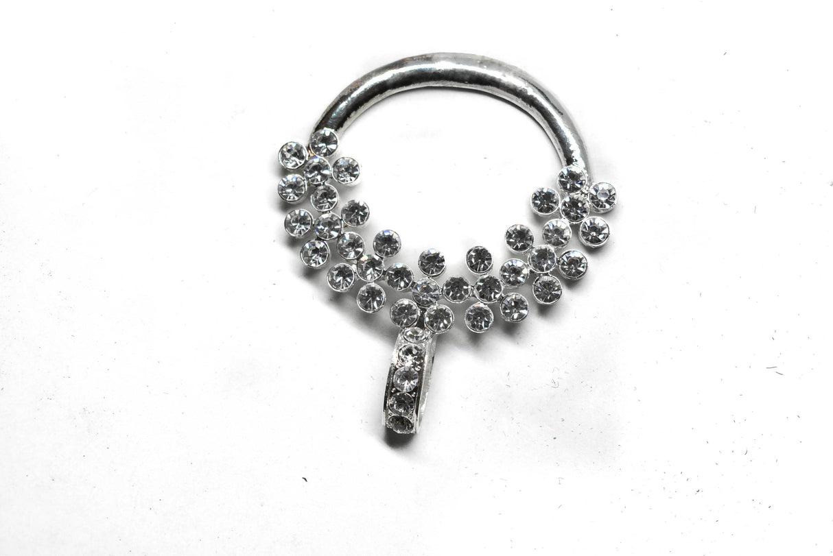 Rhinestone Ribbon Slider Shiny Silver 3.75 x 4.50