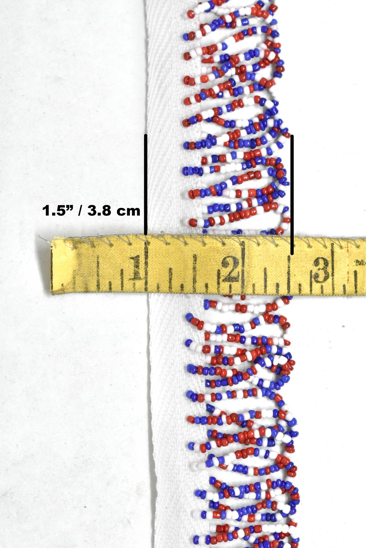 Beaded Fringe Trim Red White Blue 1.50"
