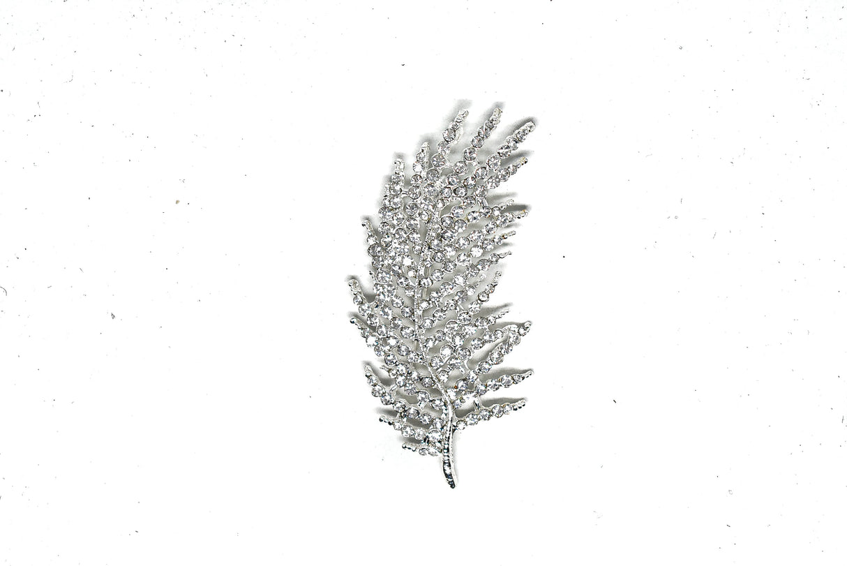 Feather Rhinestone Brooch