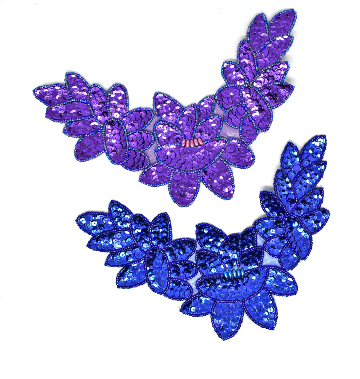 Beaded Applique Sequins Bugle 8x5 Iron-On