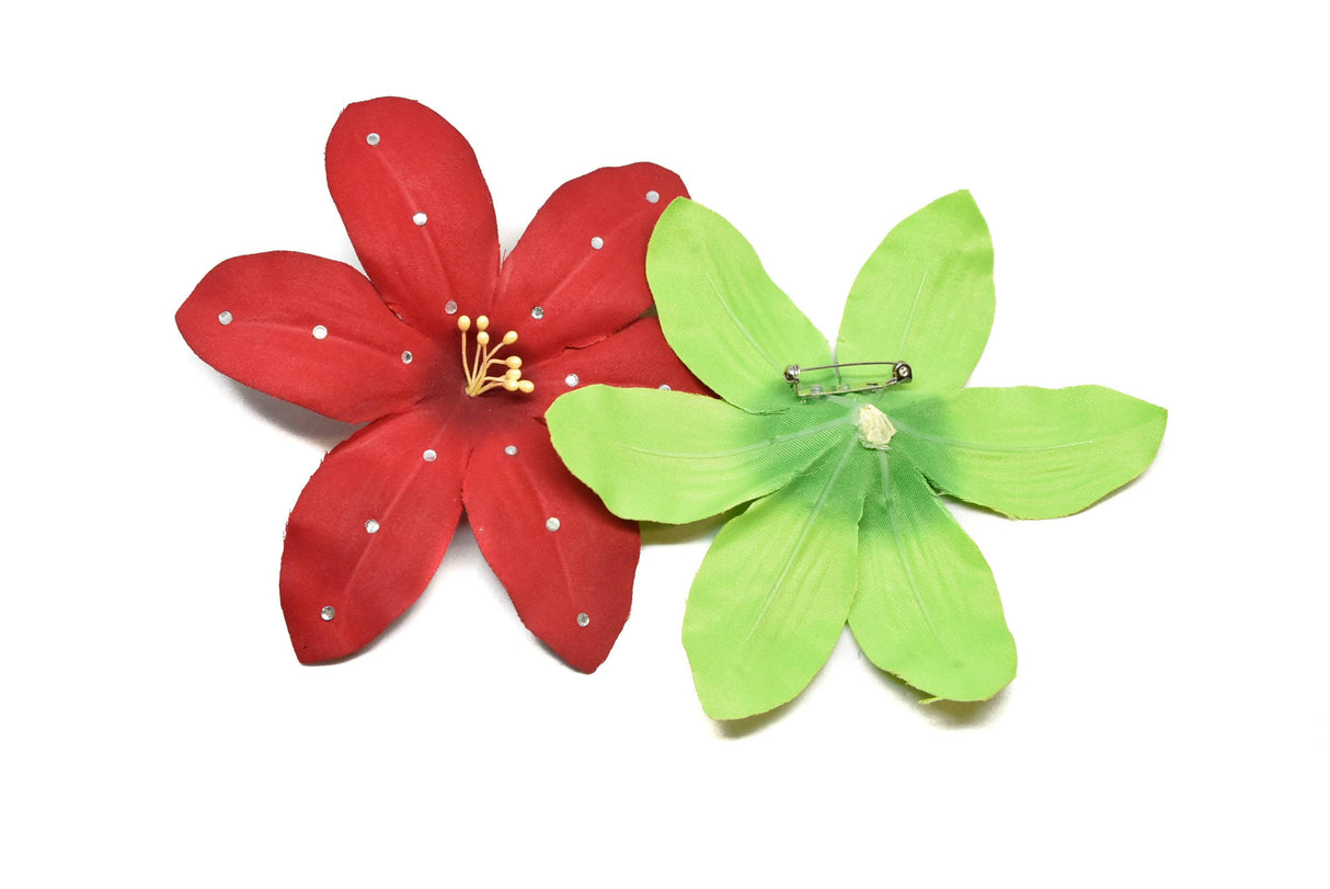Rhinestone Flower Pin-On Applique 5"