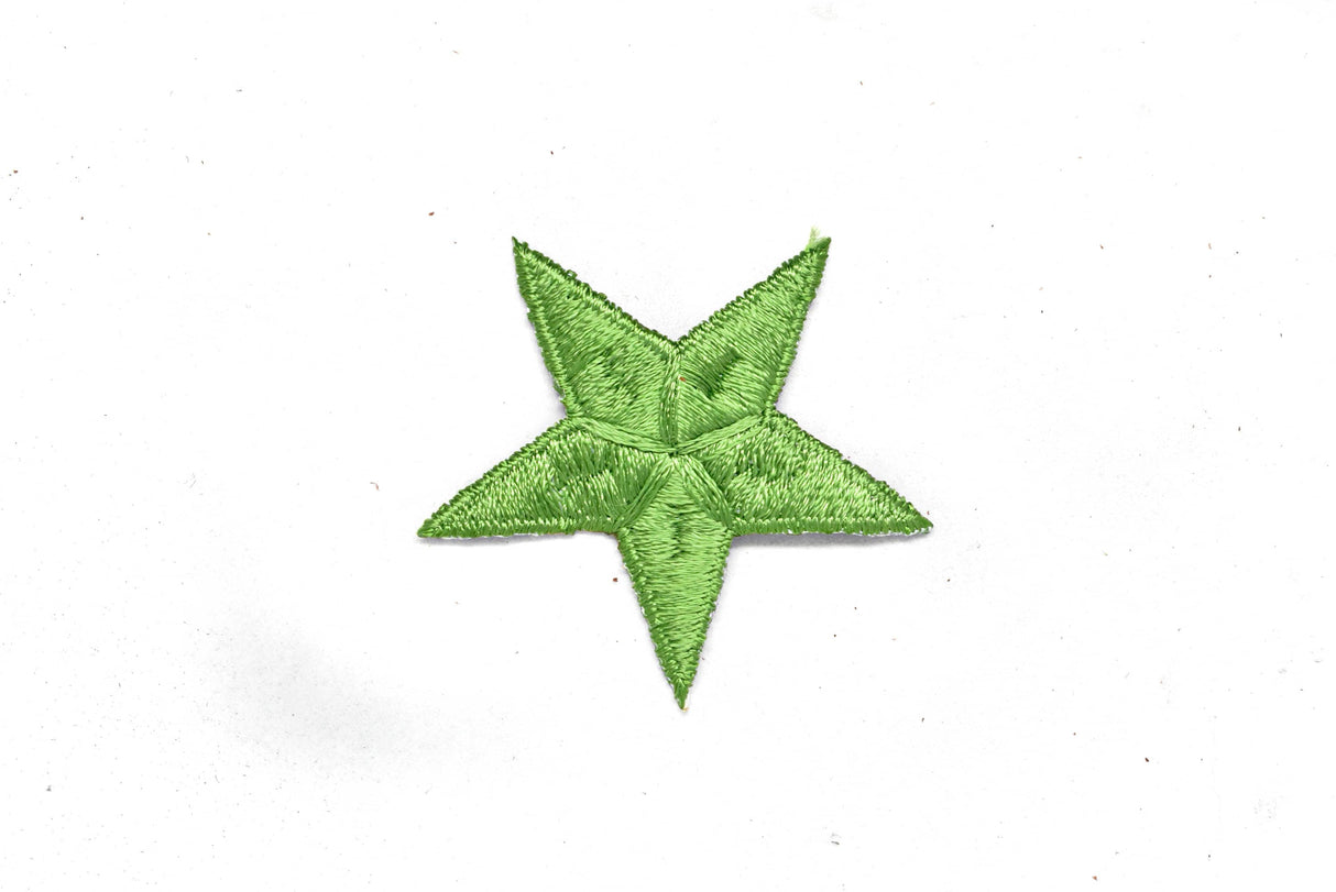 Embroidered Star Applique Green Iron-On 1.75"