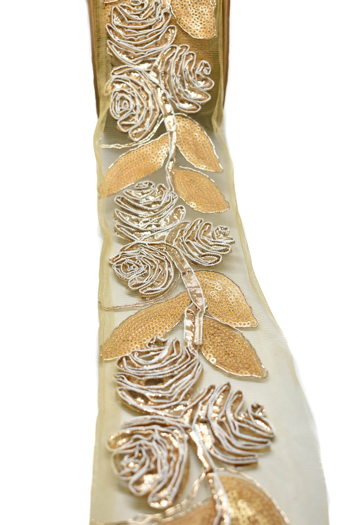 Metallic Rose Organza Trim 1 Inch