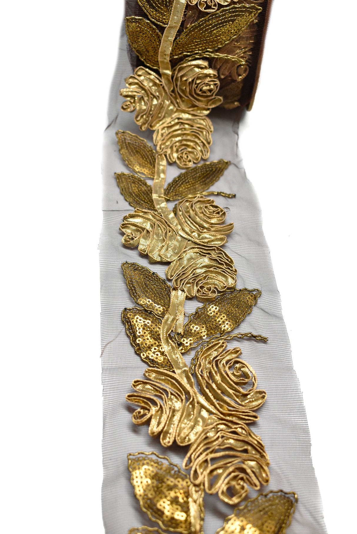 Metallic Rose Organza Trim 1 Inch