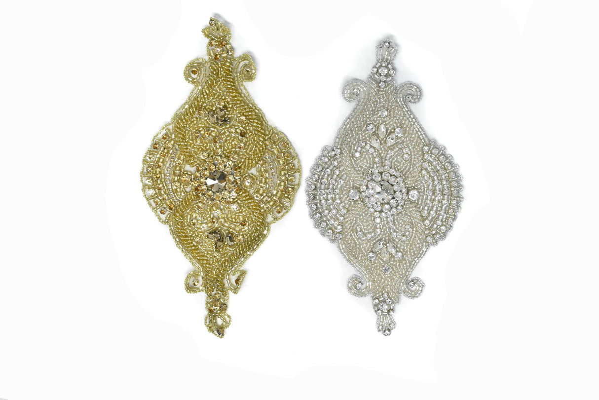 Rhinestone Applique Gold Silver 8.5 x 4.5