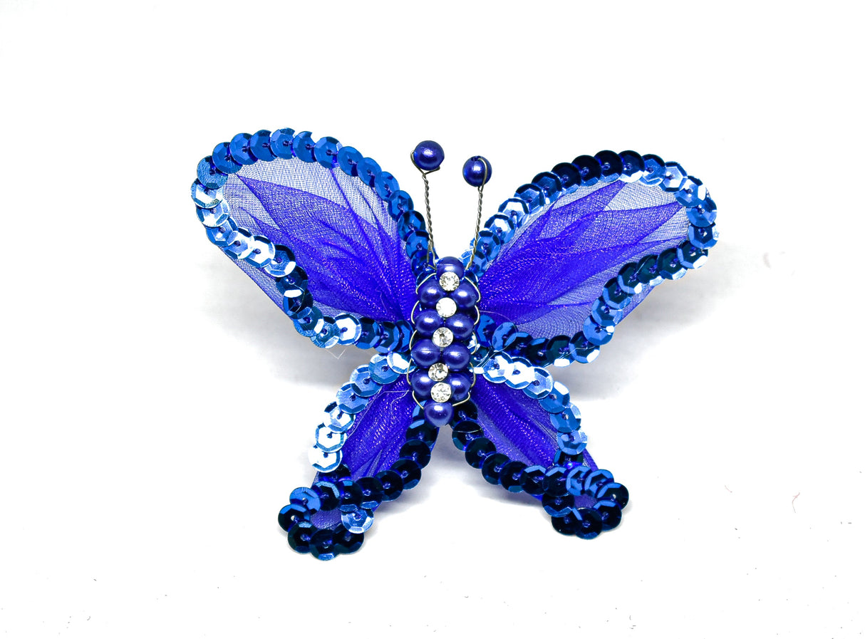 Rhinestone Butterfly Brooch with Beads