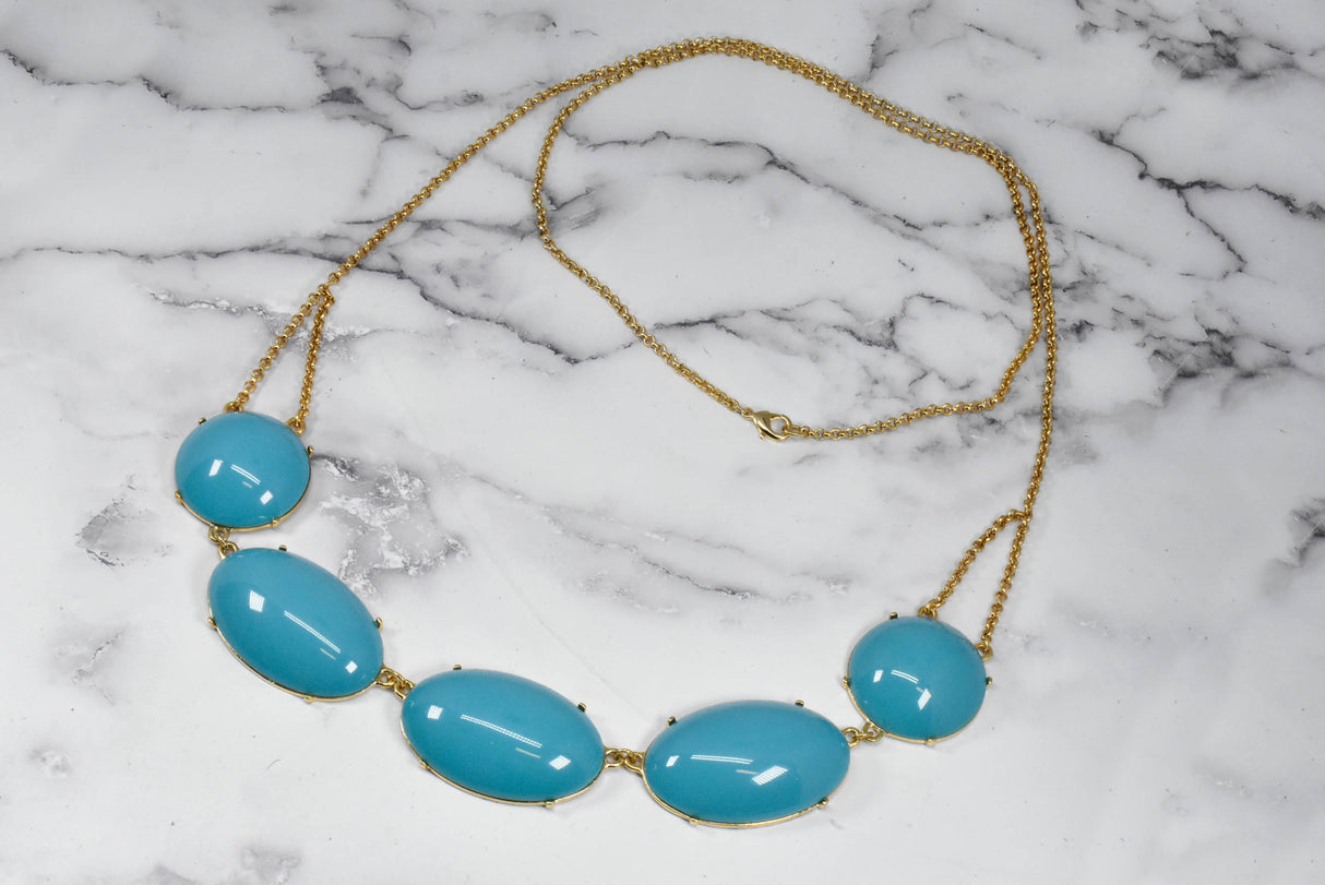 Chunky Gold Turquoise Necklace