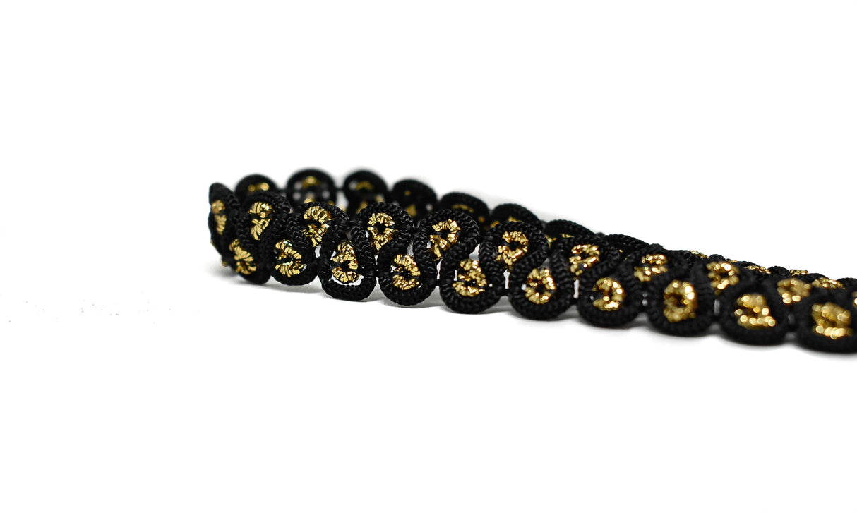 Gimp Trim Black Metallic Gold 1/2"