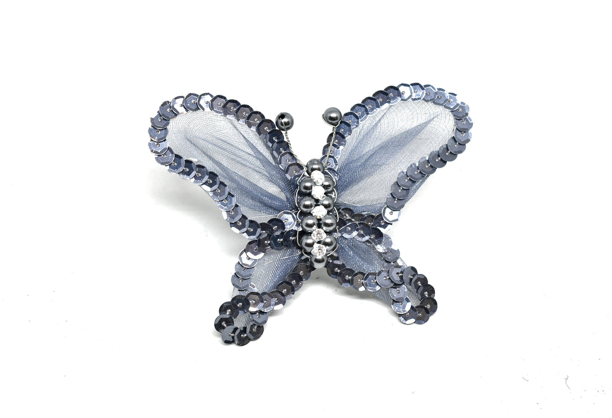 Rhinestone Butterfly Brooch with Beads