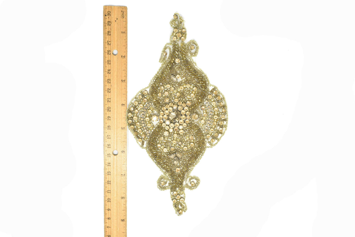 Rhinestone Applique Gold Silver 8.5 x 4.5
