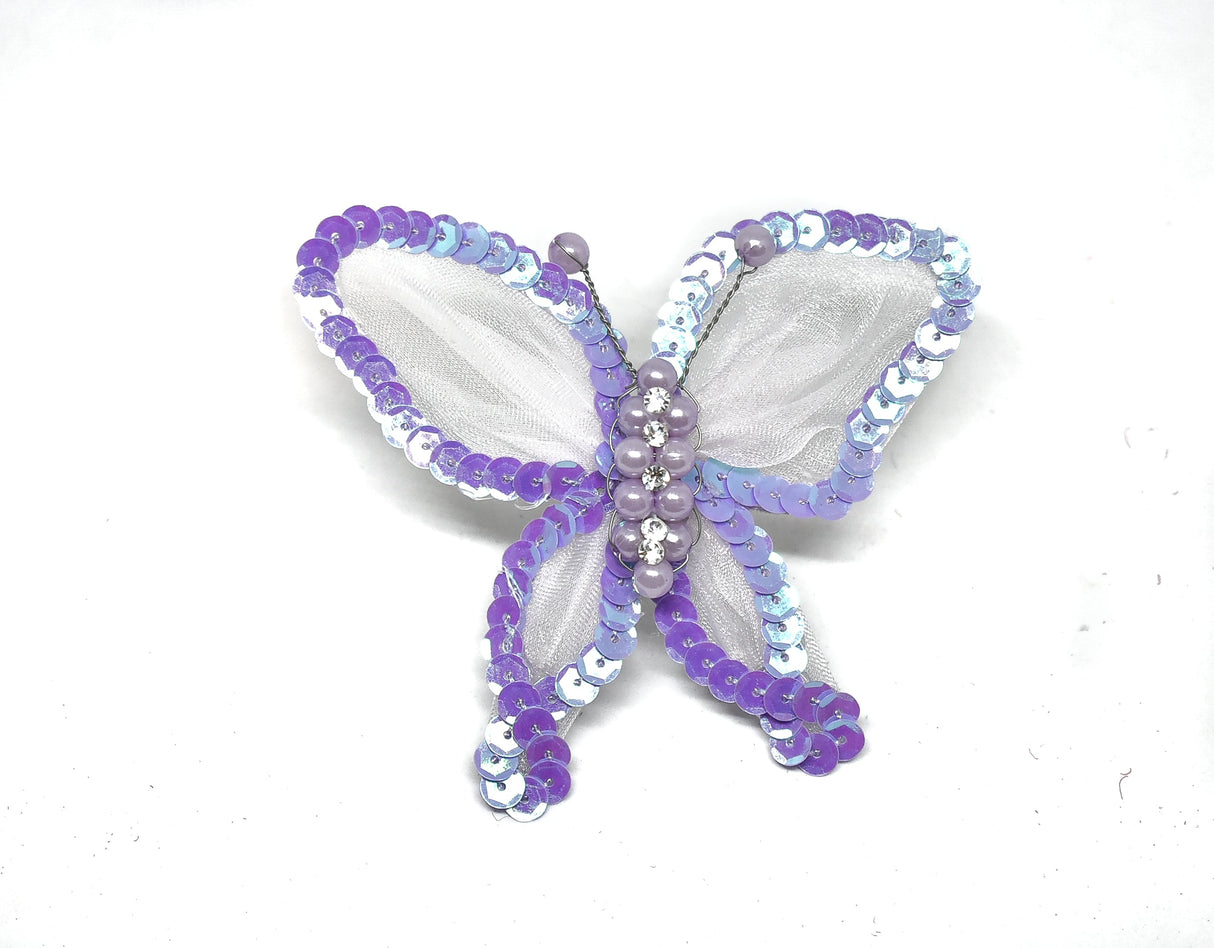 Rhinestone Butterfly Brooch with Beads