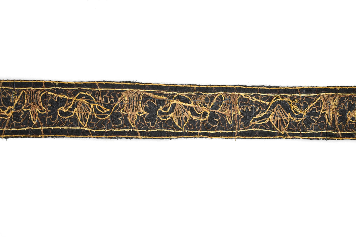 Beaded Embroidery Trim 1.25" Ivory Brown