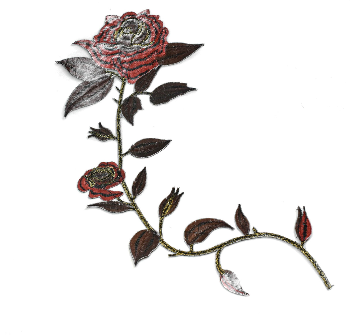 Embroidered Flower Applique Red Rose