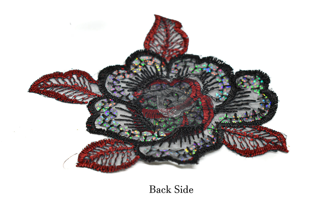 Iron-On Sequins Rose Applique 5 x 4.25