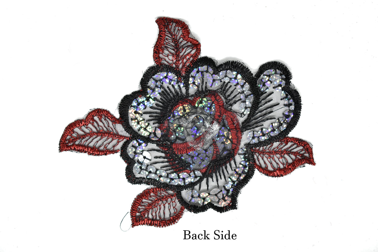 Iron-On Sequins Rose Applique 5 x 4.25