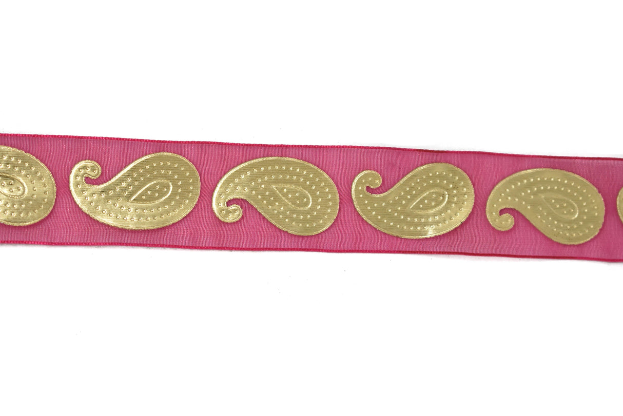 Metallic Gold Paisley Chiffon Ribbon 1in