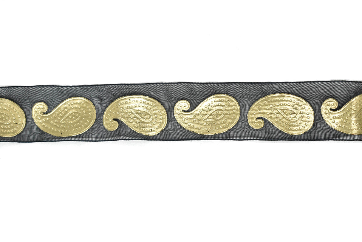 Metallic Gold Paisley Chiffon Ribbon 1in