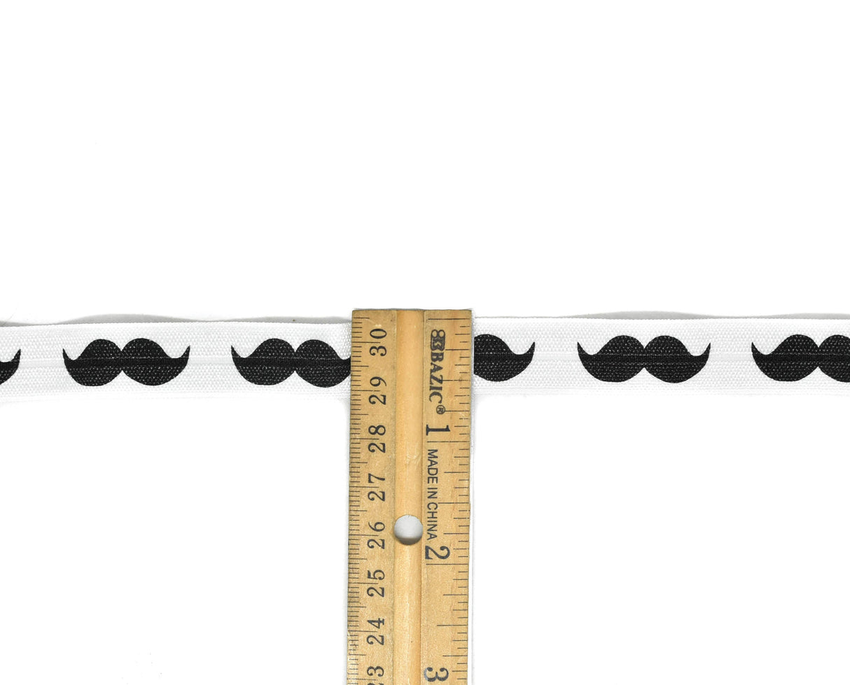 Fold-Over Elastic Mustache Print 0.63"