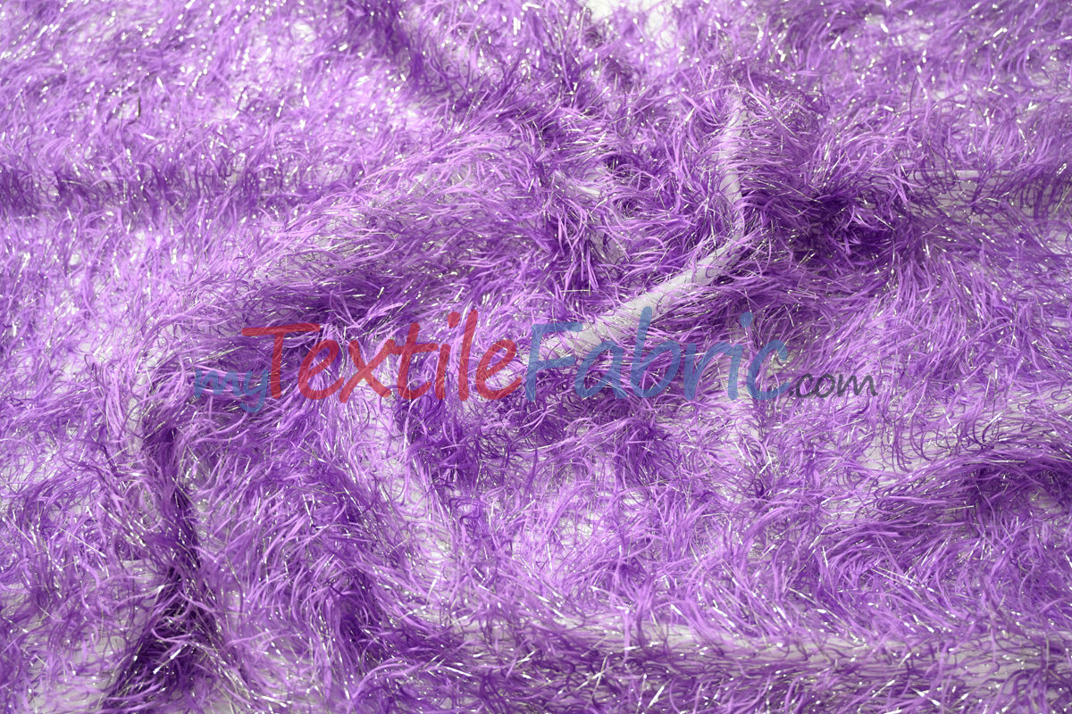 Lavender Shaggy Brocade Metallic Eyelash Lame Fabric - Lavender Shaggy Brocade, Metallic Eyelash, 57" Wide (1 Yard)