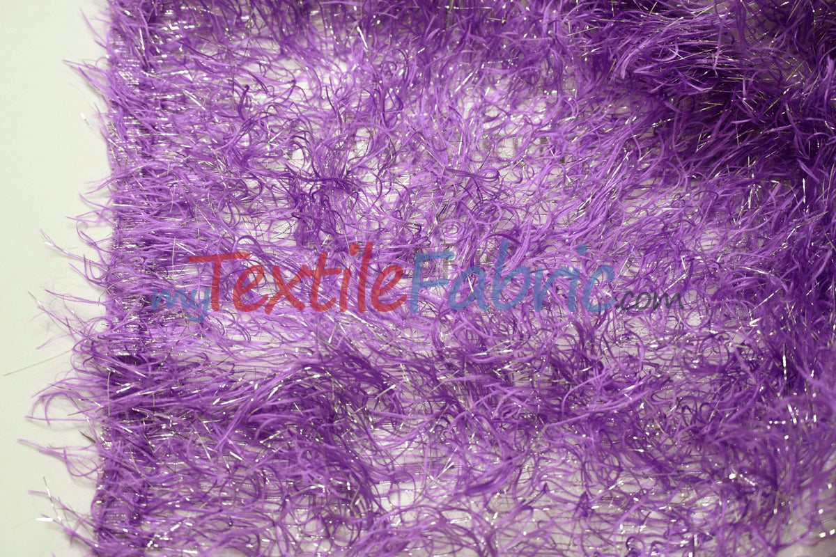 Lavender Shaggy Brocade Metallic Eyelash Lame Fabric - Lavender Shaggy Brocade, Metallic Eyelash, 57" Wide (1 Yard)