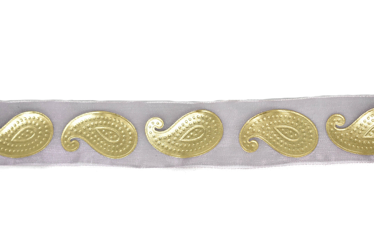 Metallic Gold Paisley Chiffon Ribbon 1in