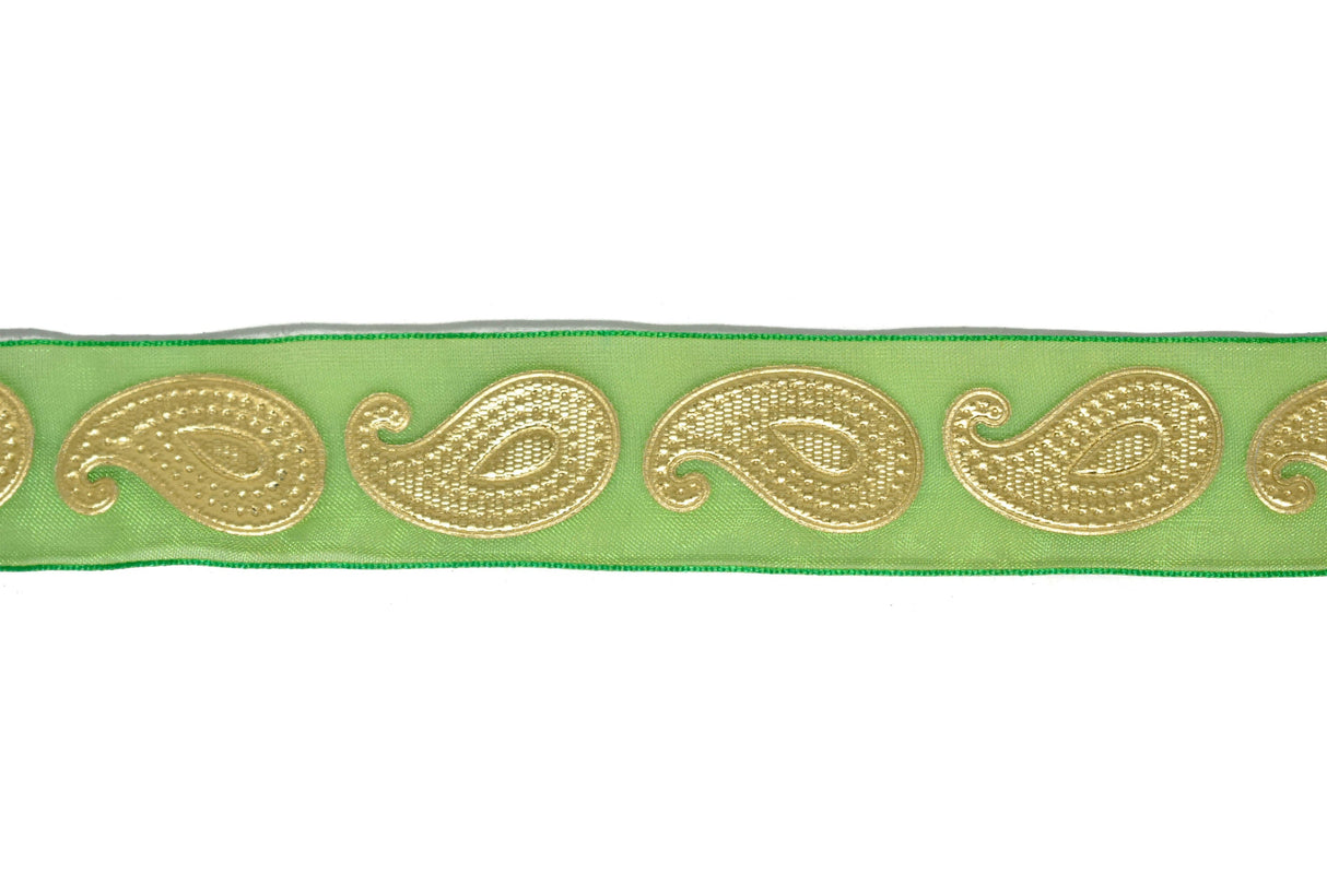 Metallic Gold Paisley Chiffon Ribbon 1in