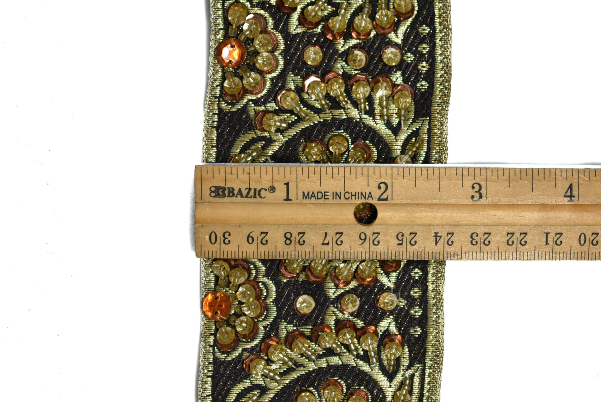 Embroidered Jacquard Trim with Sequins
