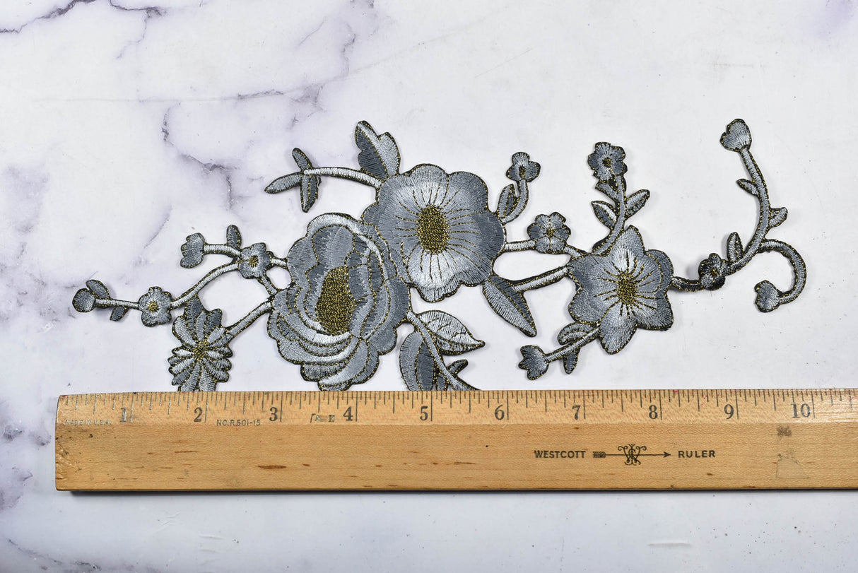 Embroidered Flower Applique Iron-On Patch