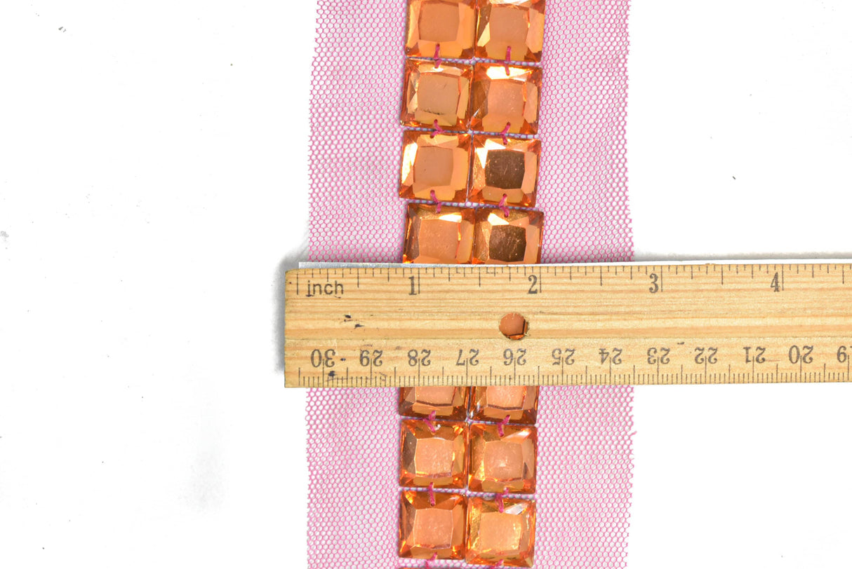 Rhinestone Trim with Net Lace 2.75"