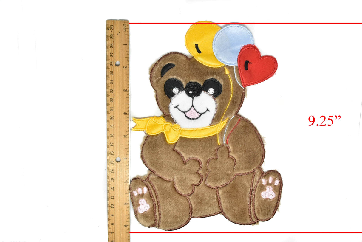 Bear Applique Patch Smiling Brown 9 x 7