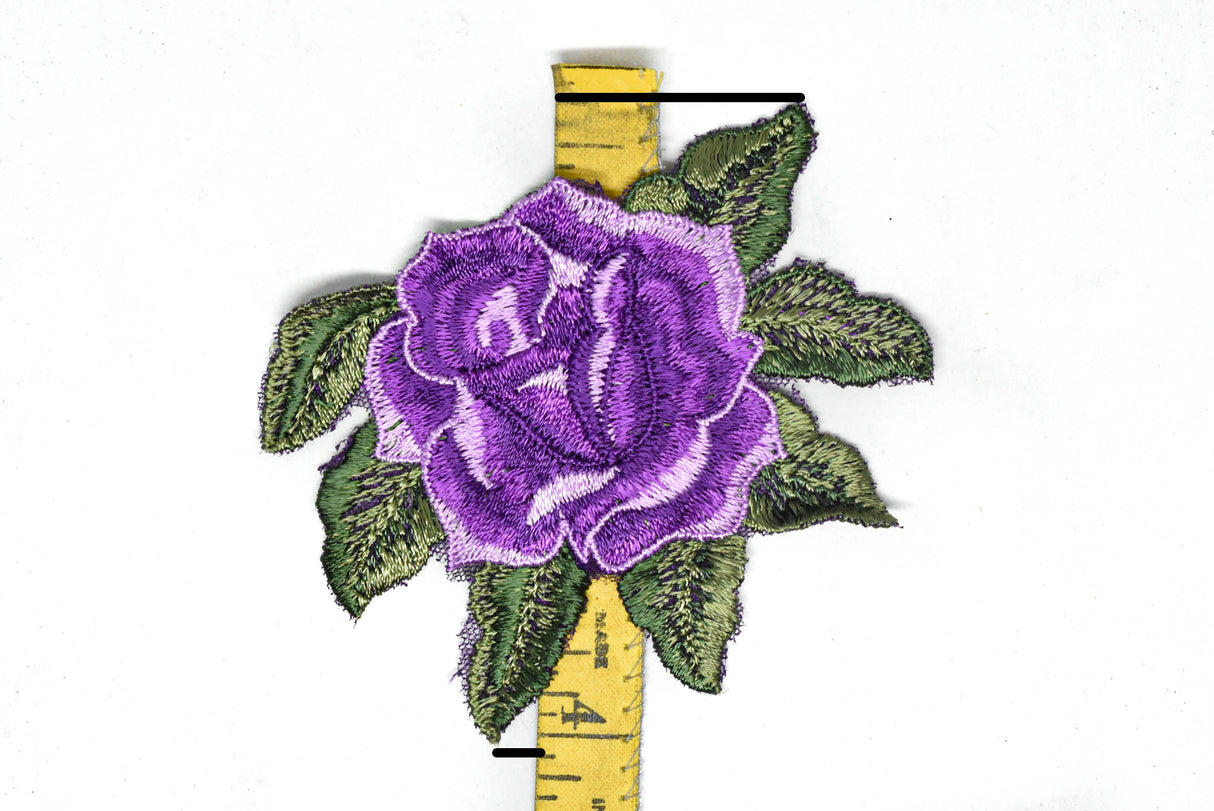 Embroidered Rose Applique 4" x 3.5"