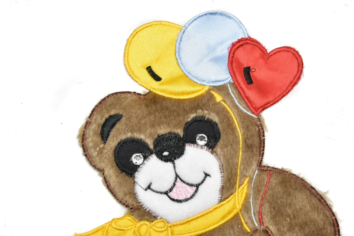Bear Applique Patch Smiling Brown 9 x 7
