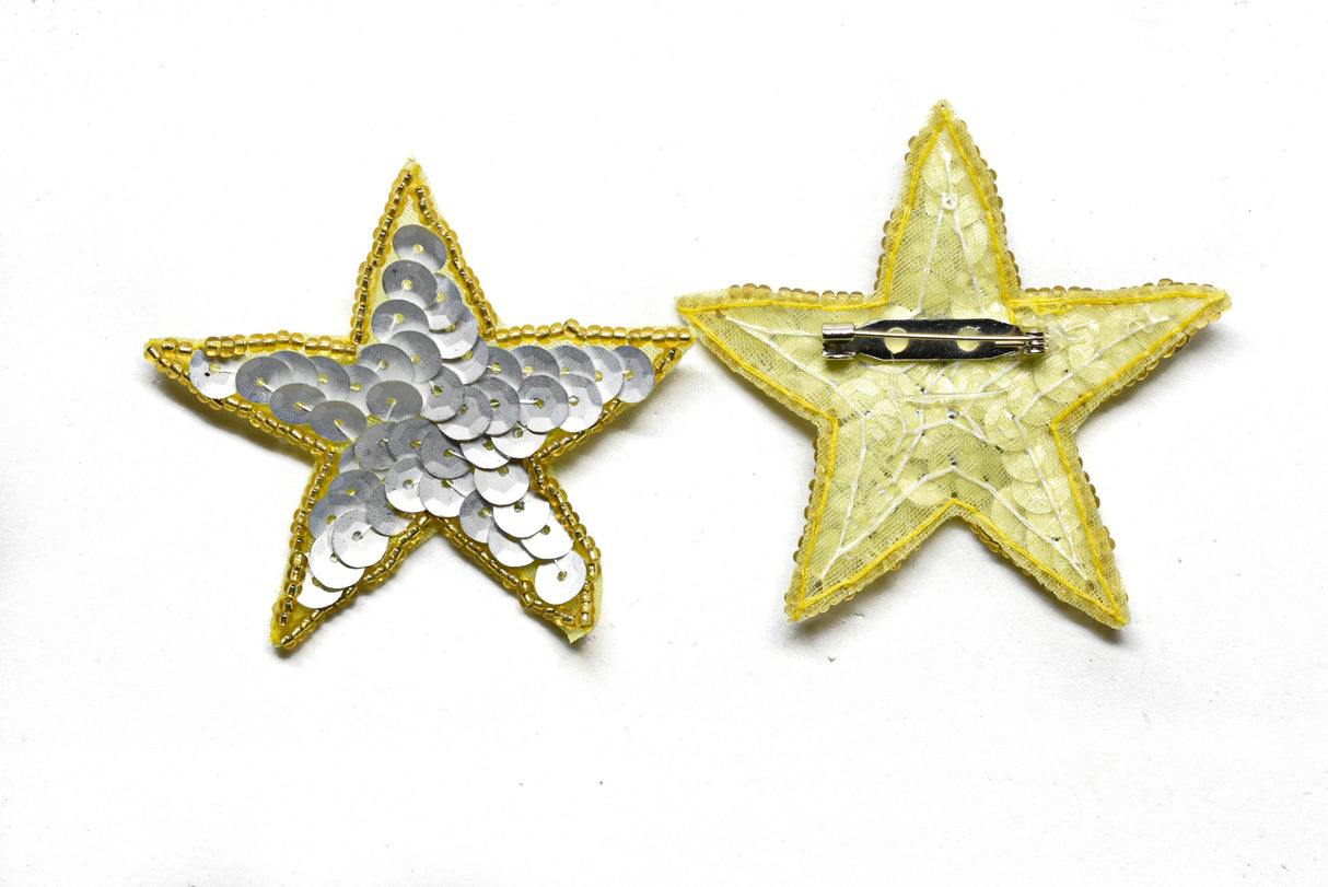 Sequins Beaded Star Patch Pin
