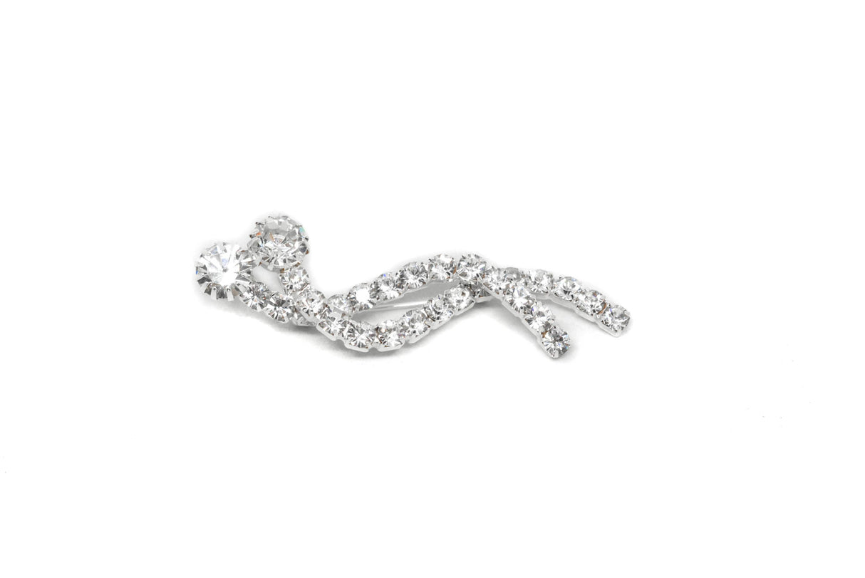 Rhinestone Brooch Overlapping Silver 2.25 x 0.75
