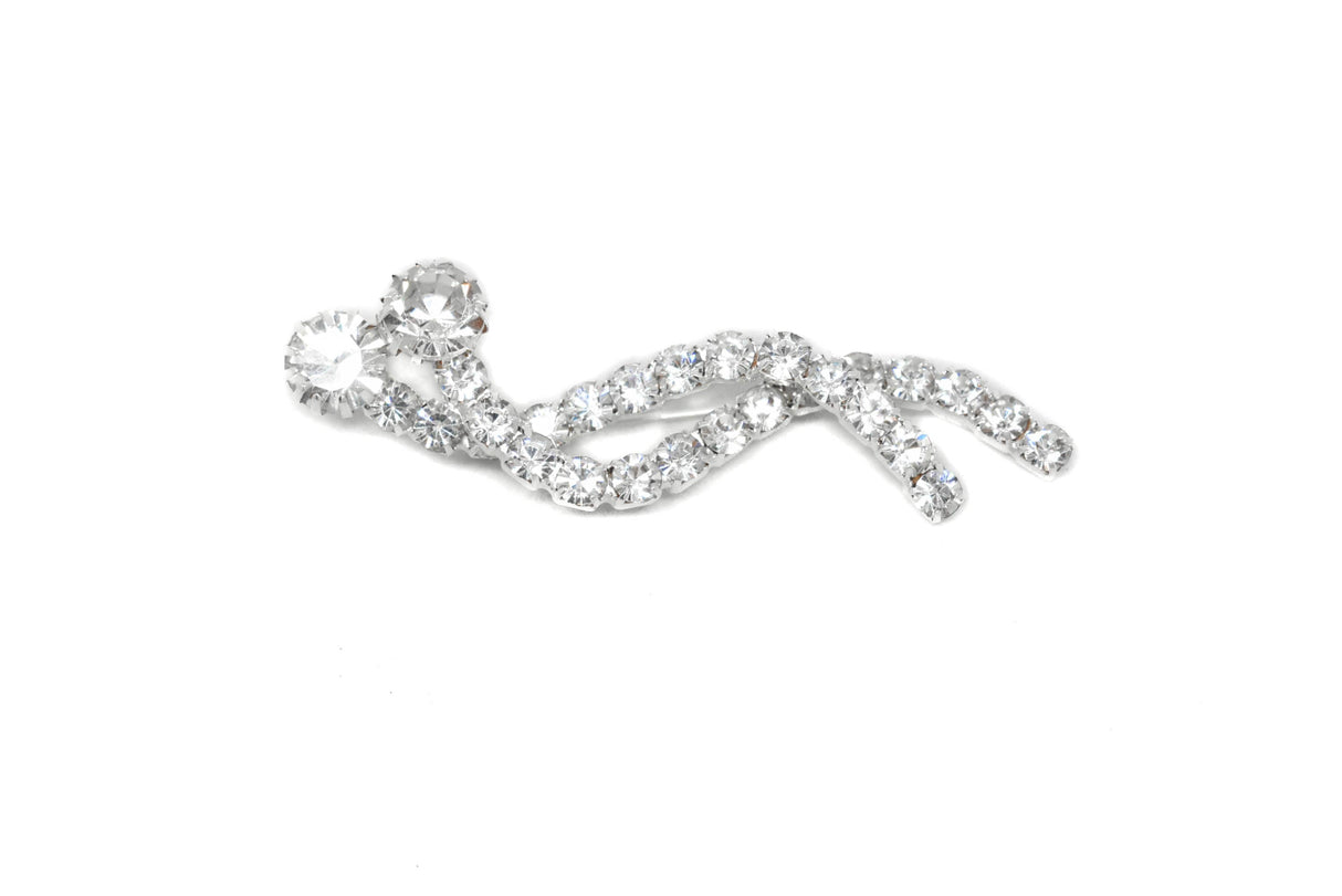 Rhinestone Brooch Overlapping Silver 2.25 x 0.75