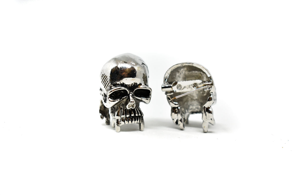 Skull Pin Brooch Metal Black 0.50 x 1
