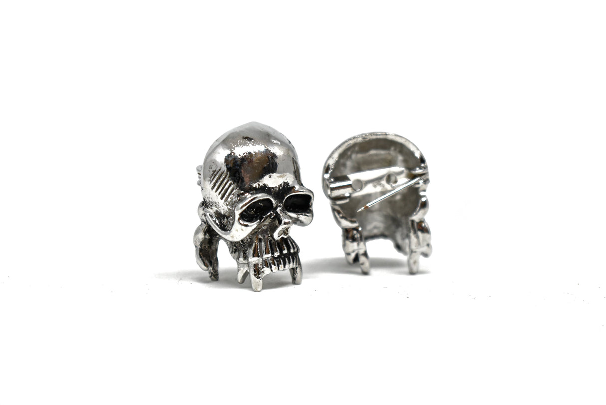 Skull Pin Brooch Metal Black 0.50 x 1