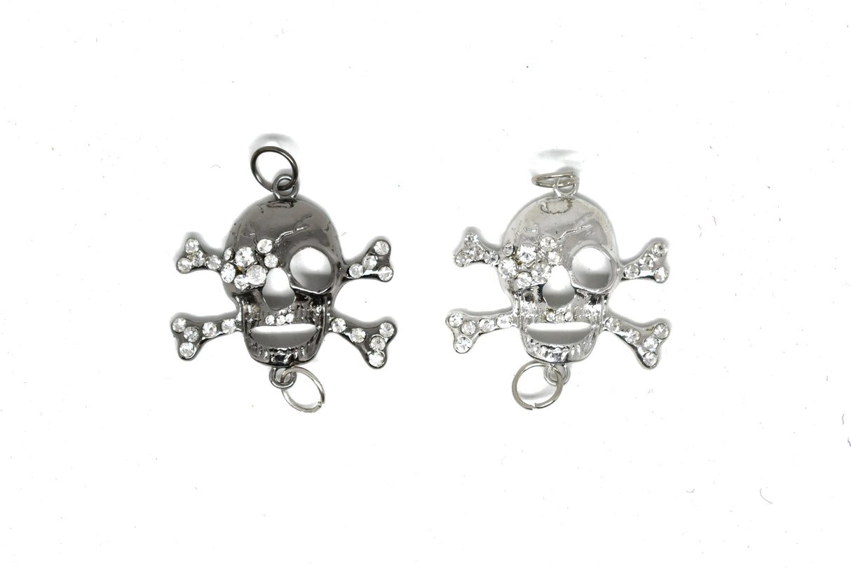 Rhinestone Pirate Skull Connector Charm 2.75"